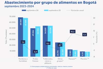 El abastecimiento de alimentos en Bogotá alcanzó 218.591 toneladas en septiembre de 2024