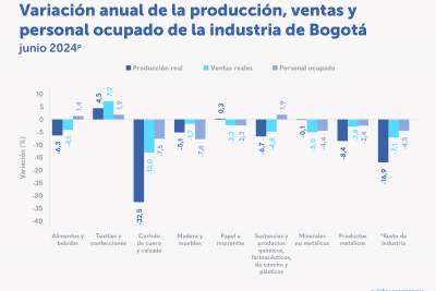 En junio de 2024, la industria de textiles y confecciones, papel e imprenta y minerales no metálicos presentaron un crecimiento positivo