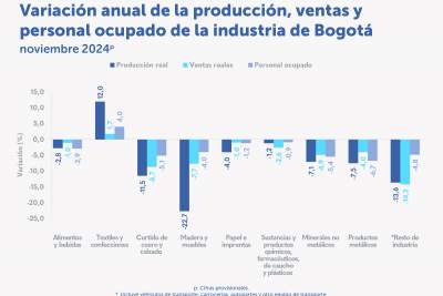 En noviembre de 2024, la producción real de textiles y confecciones de Bogotá creció 12,0 %