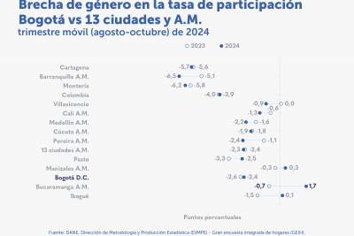 En el trimestre agosto-octubre de 2024, la tasa de desempleo de las mujeres disminuyó 0,2 p.p.