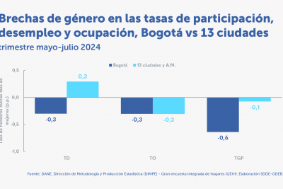 En el trimestre mayo-julio de 2024, la tasa de ocupación de las mujeres aumentó 2,1 p.p., respecto al mismo periodo de 2023