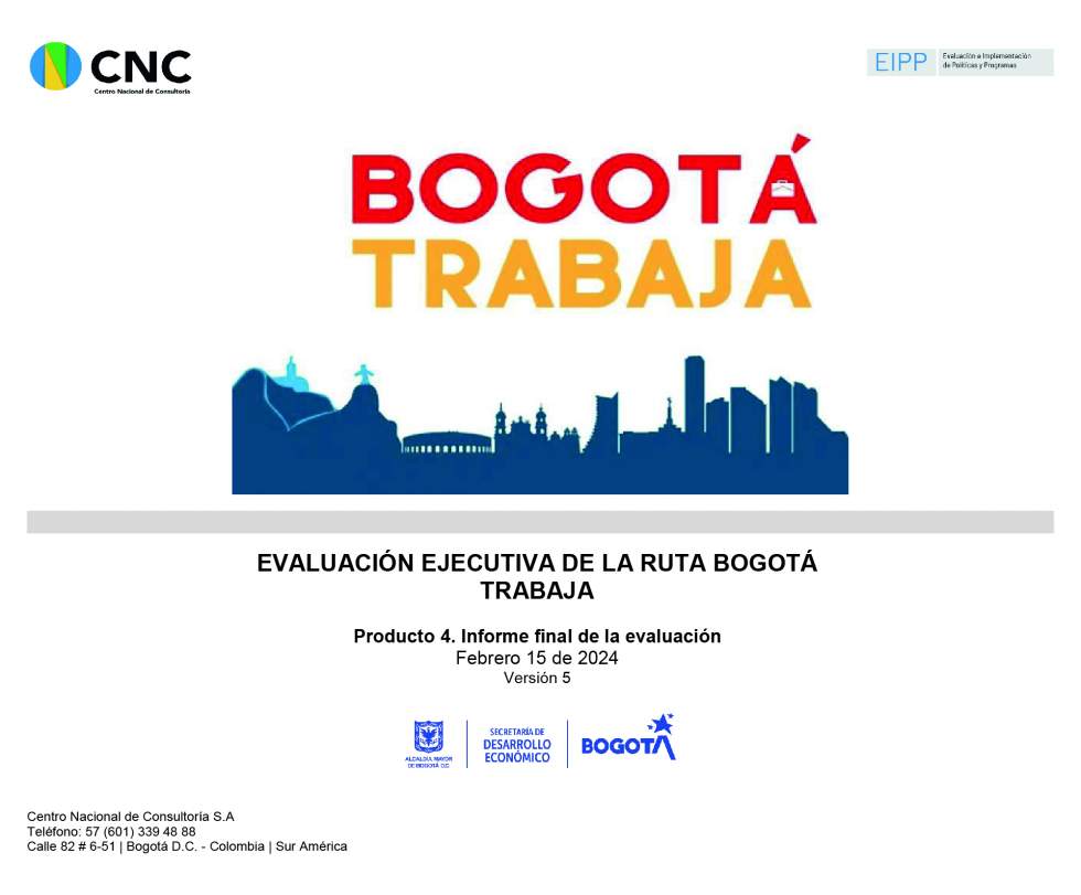 Evaluación ejecutiva de la Ruta de Empleo Bogotá Trabaja 